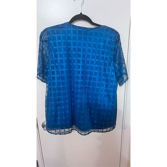 1. STATE TWILIGHT BLUE SHORT SLEEVE BUTTON DOWN BLOUSE SZ XS P1-18 NEW - Picture 6 of 11